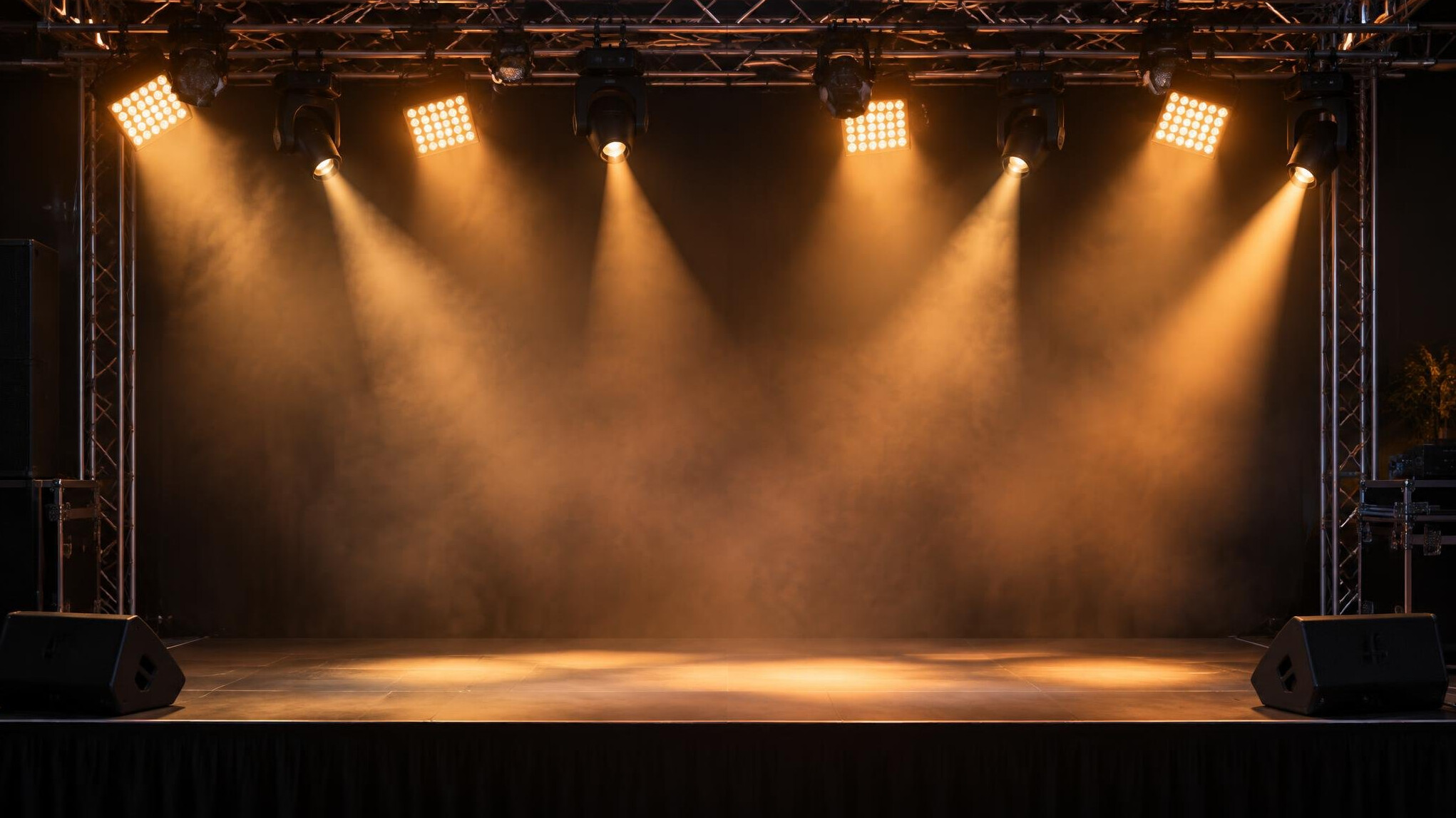 Stage lighting rig with warm lights