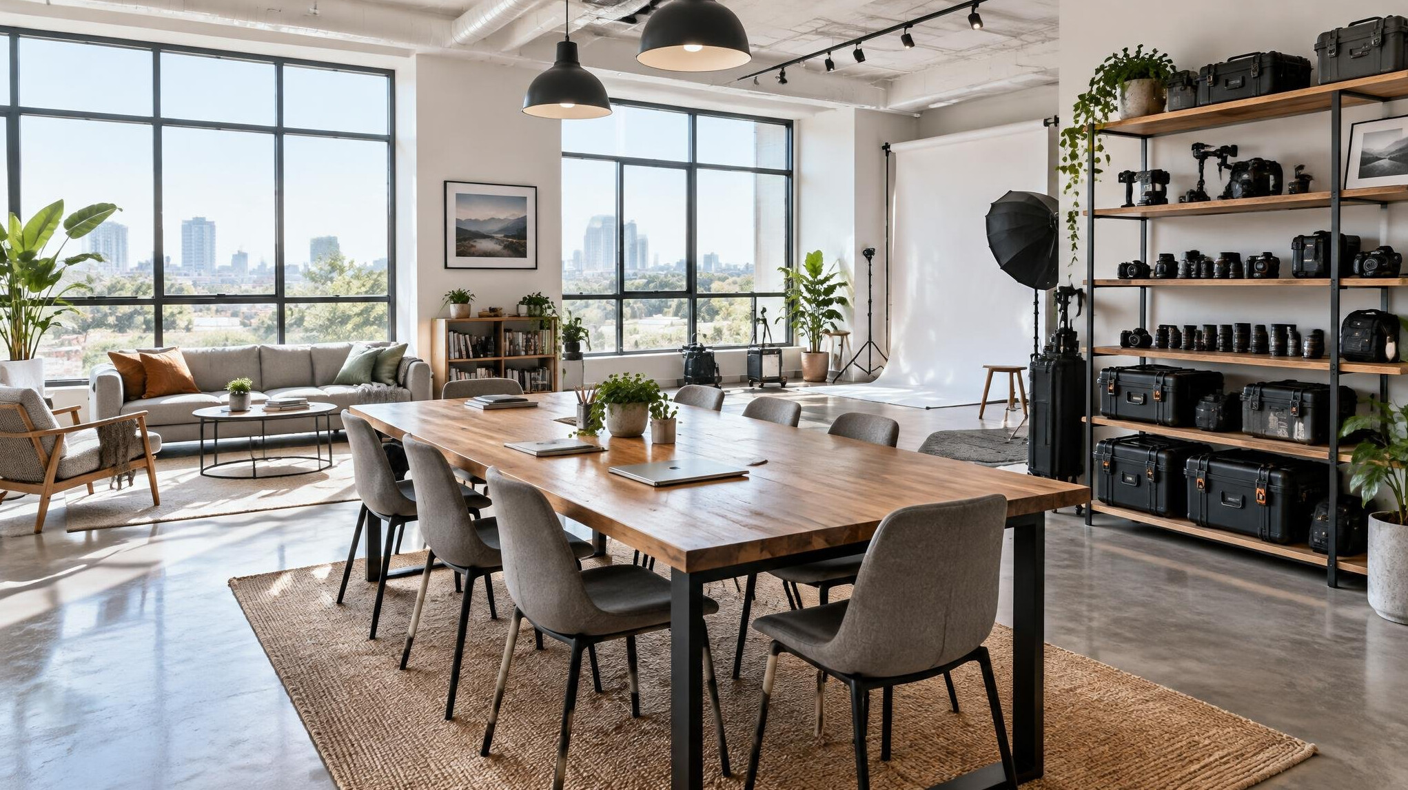 Bright modern studio office interior